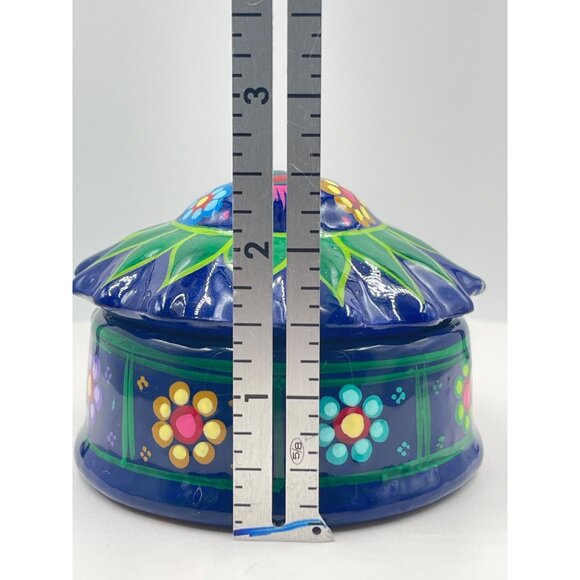 Mexican Folk Art Sun Face Terra Cotta Trinket Box - Small - Picture 11 of 11